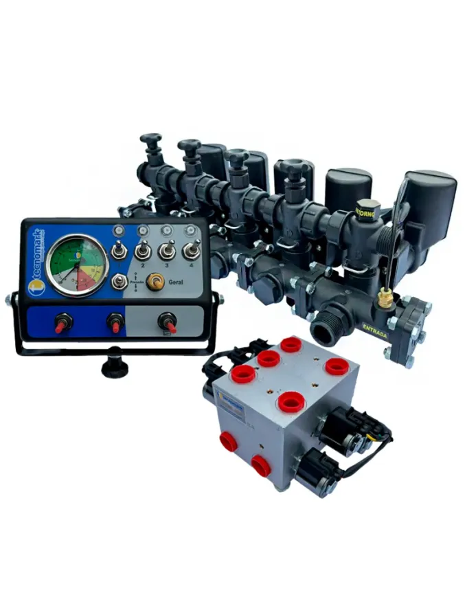 Kit Comando Elétrico Premium 4 Seções + Hidráulico 3 Funções