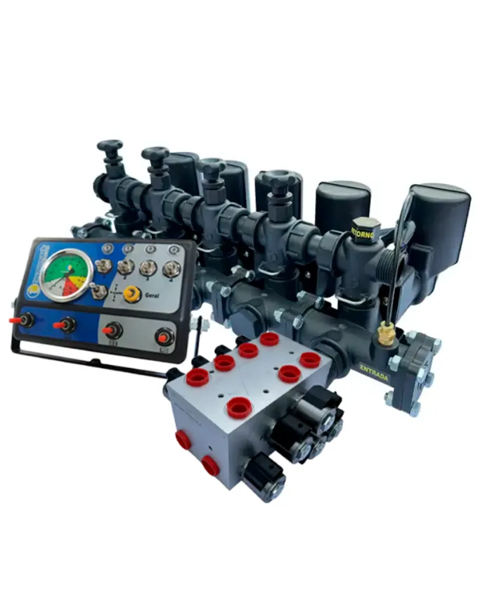 Kit Comando Elétrico Premium 4 Seções + Hidráulico 4 Funções